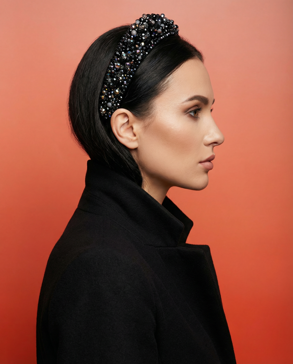 Extra Wide Austrian Crystal Embroidered Headband