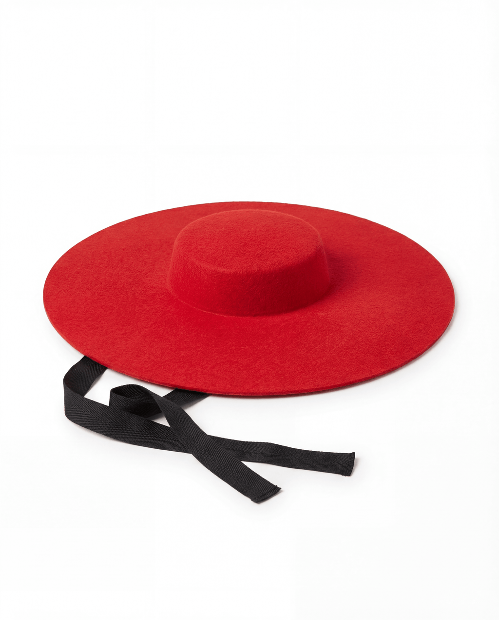 Red Canotier Wide Brim Boater Hat