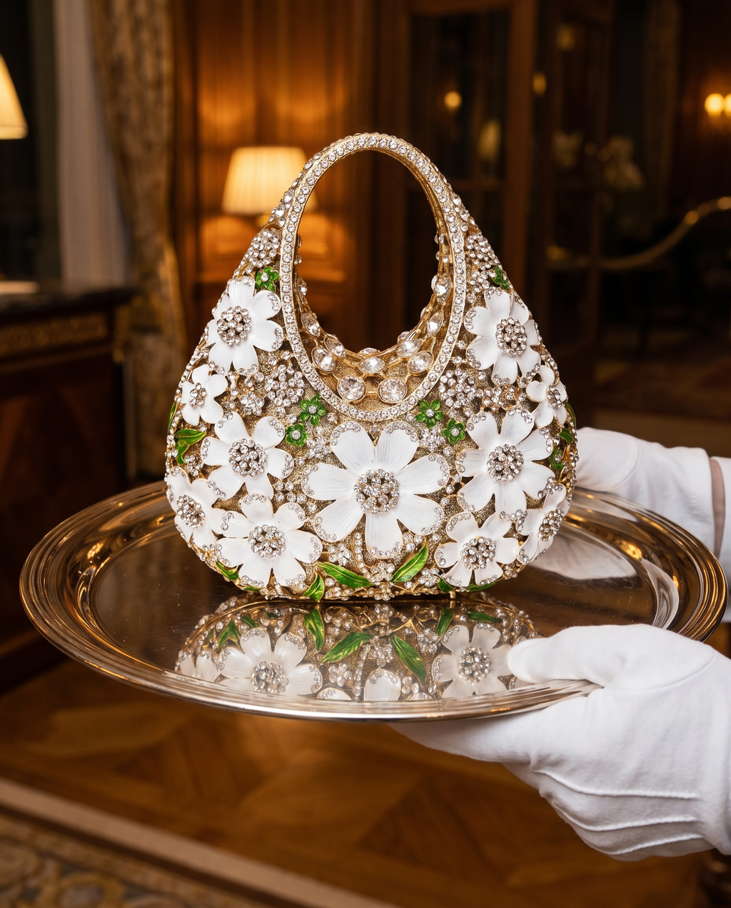 Crystal Floral Evening Handbag