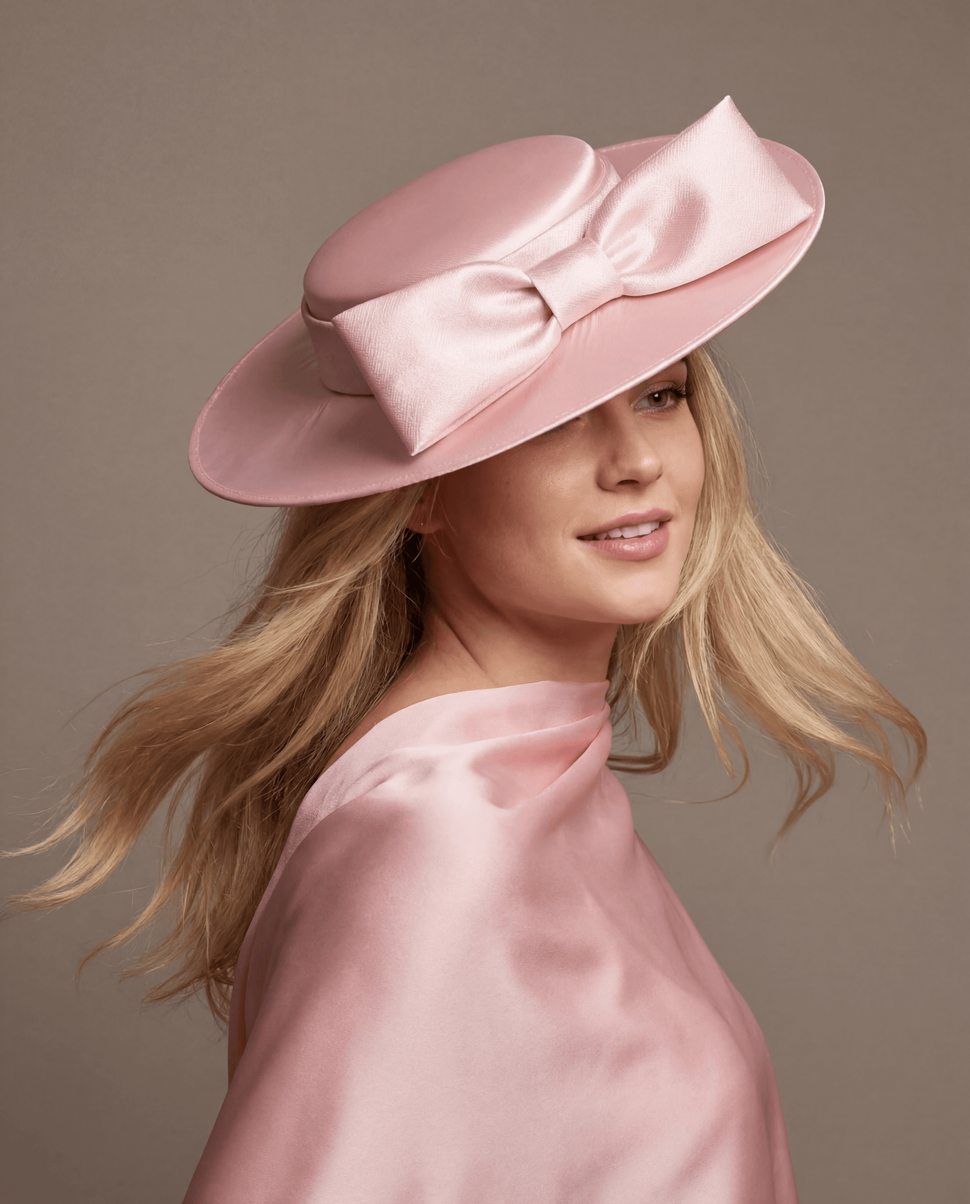 Satin Boater Hat with Bow