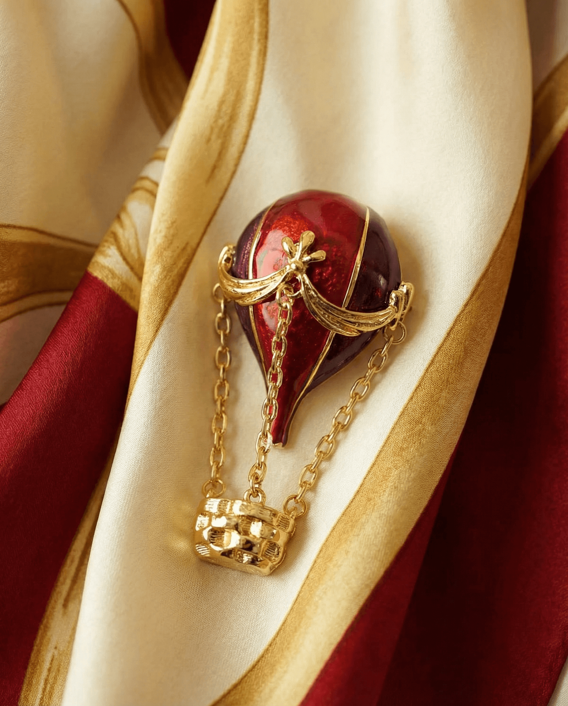 Hot Air Balloon Brooch - Red