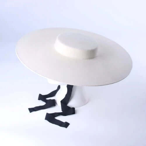 Wide Brim Flat Top Fedora Hat Wool