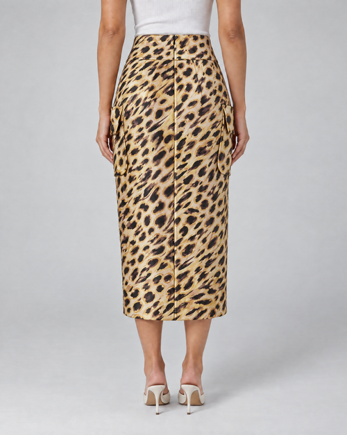 Tailored Midaxi Pencil Skirt in Leopard Jacquard