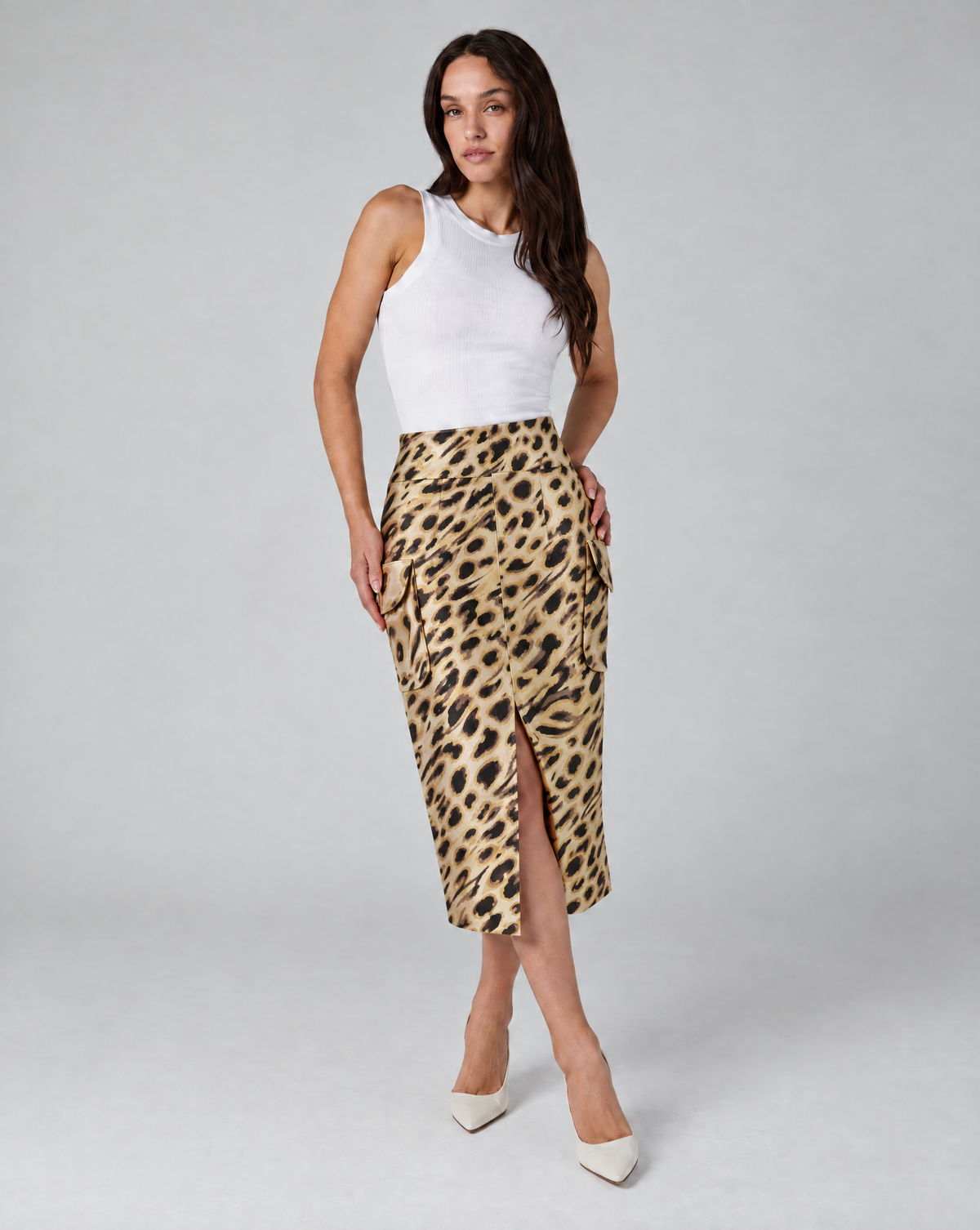 Tailored Midaxi Pencil Skirt in Leopard Jacquard