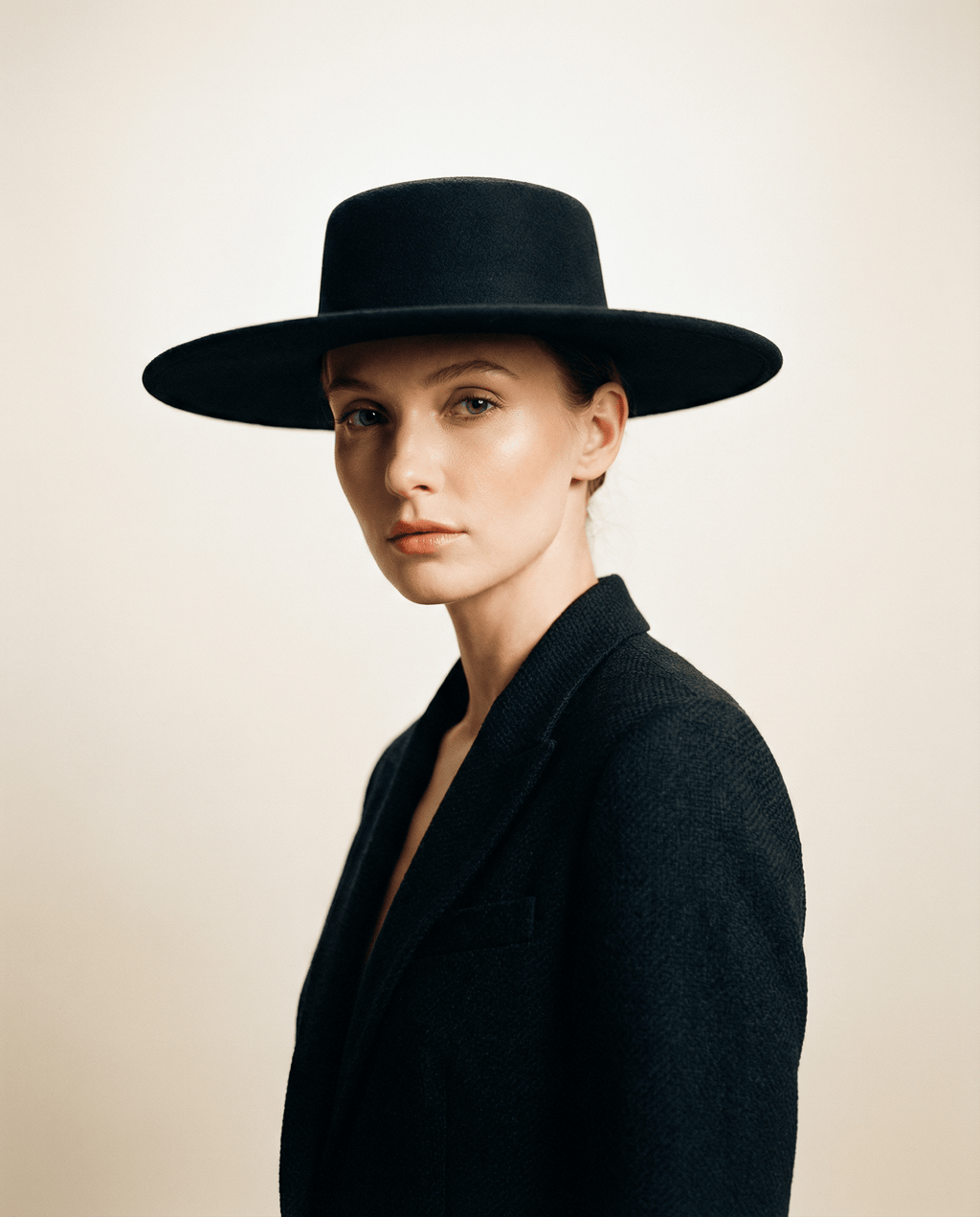 Medium Brim Boater Hat with Ties - 100% Wool