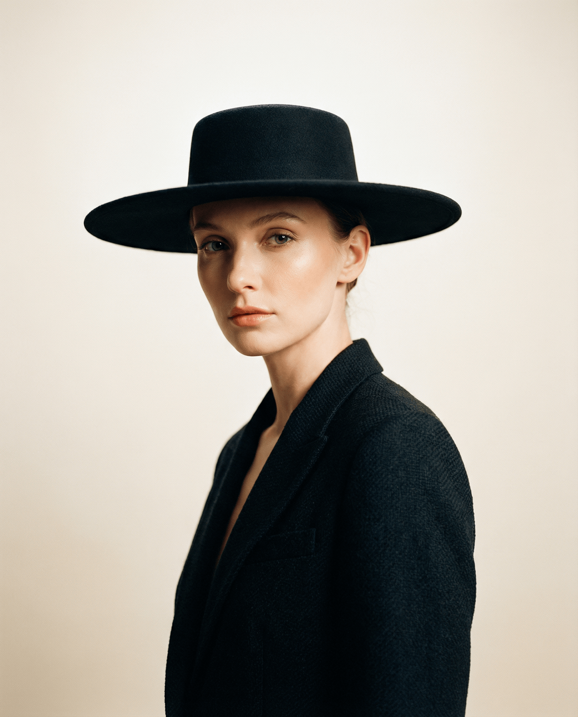 Medium Brim Boater Hat with Ties - 100% Wool