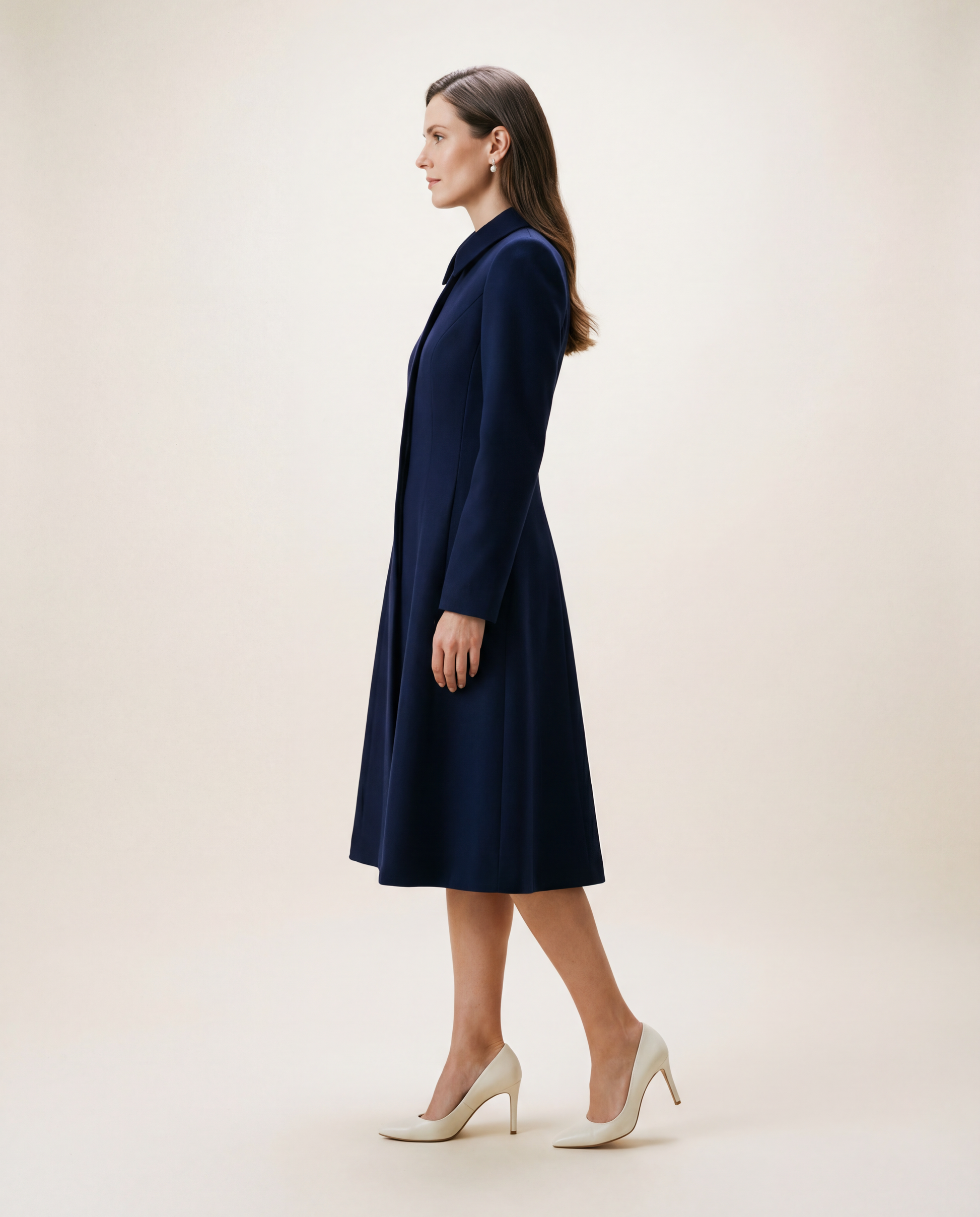 Tailored Navy Wool Coat Dress