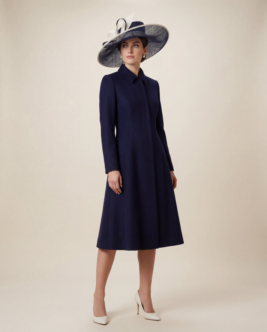 Tailored Navy Wool Coat Dress