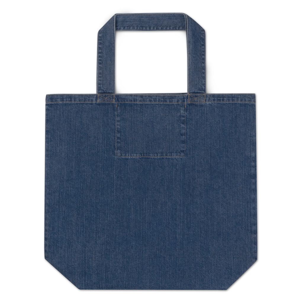 Pumpkin Spice Printed Organic Denim Tote Bag with Inside Pocket