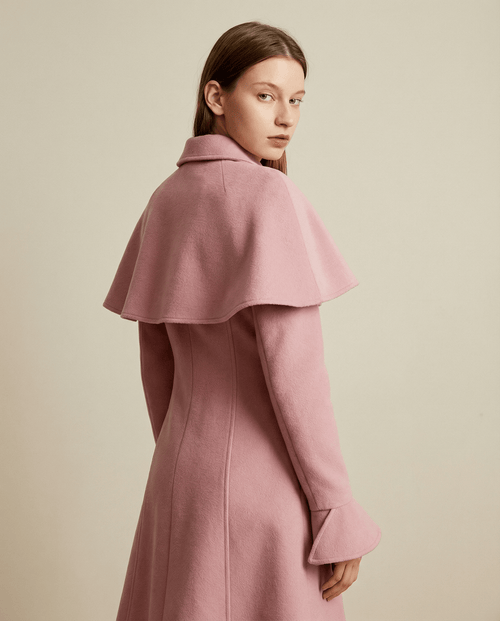Candy Pink Coat With Removable Cape  and Pockets