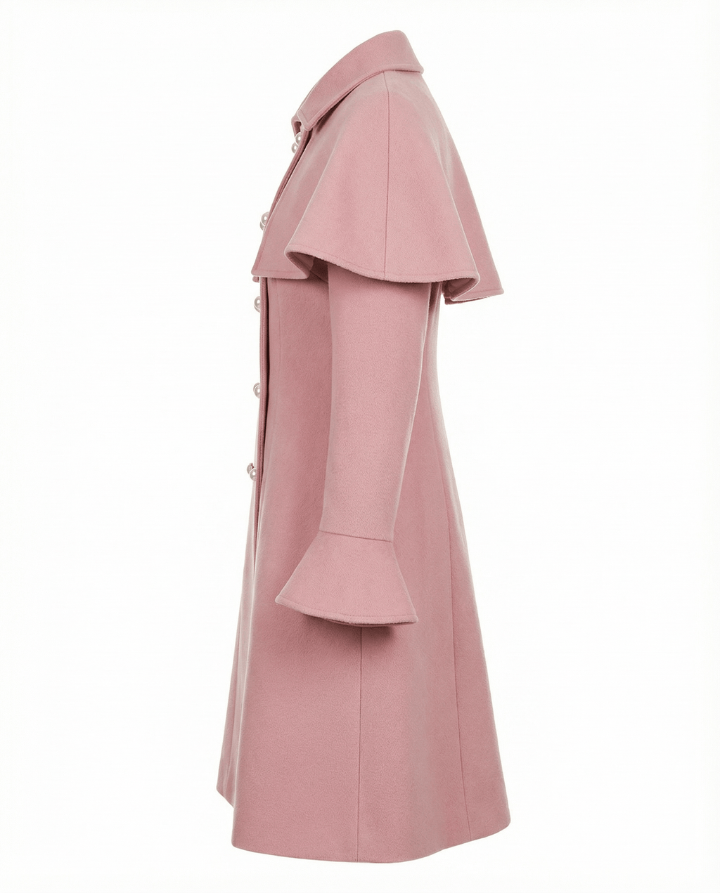 Candy Pink Coat With Removable Cape  and Pockets