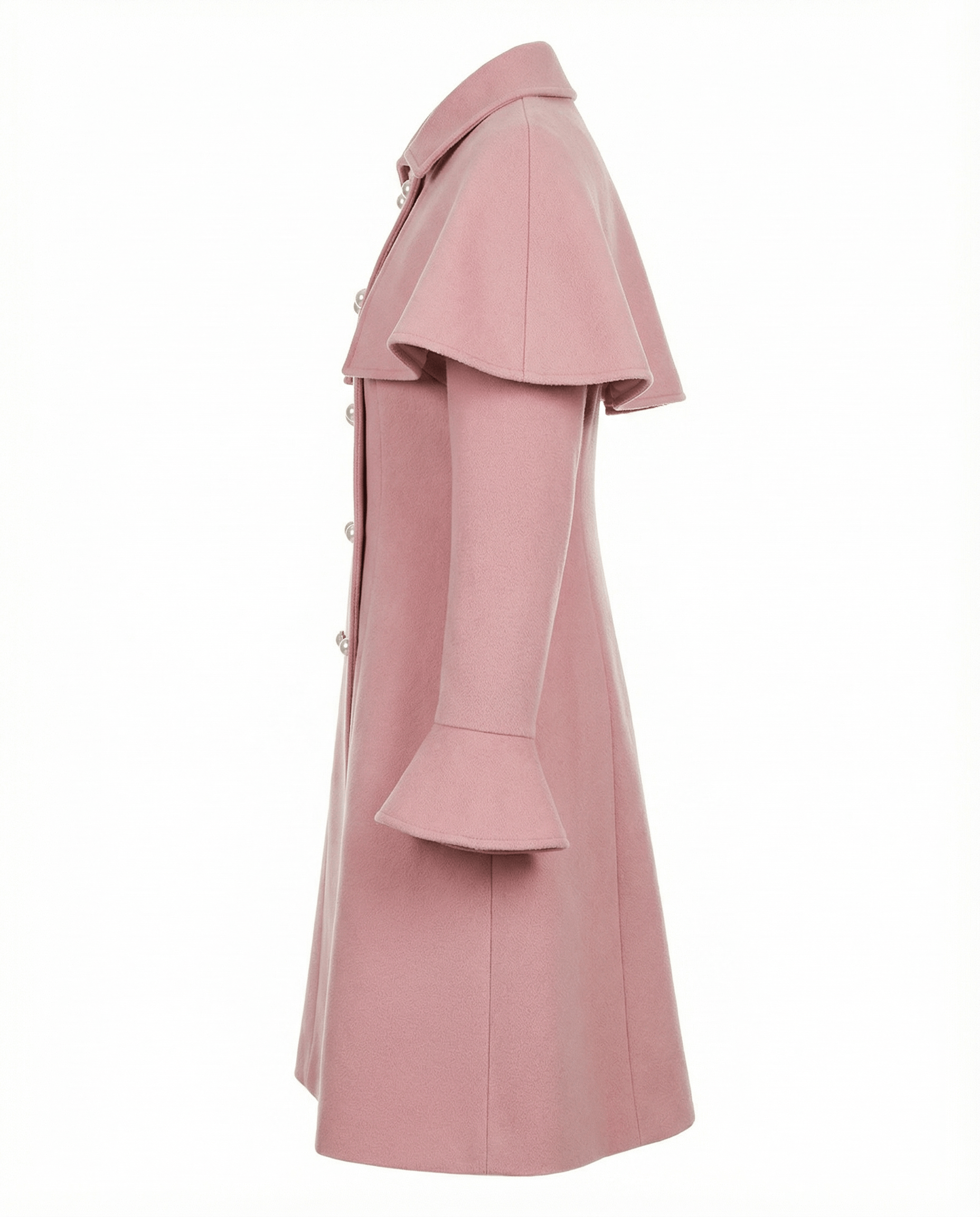 Candy Pink Coat With Removable Cape  and Pockets