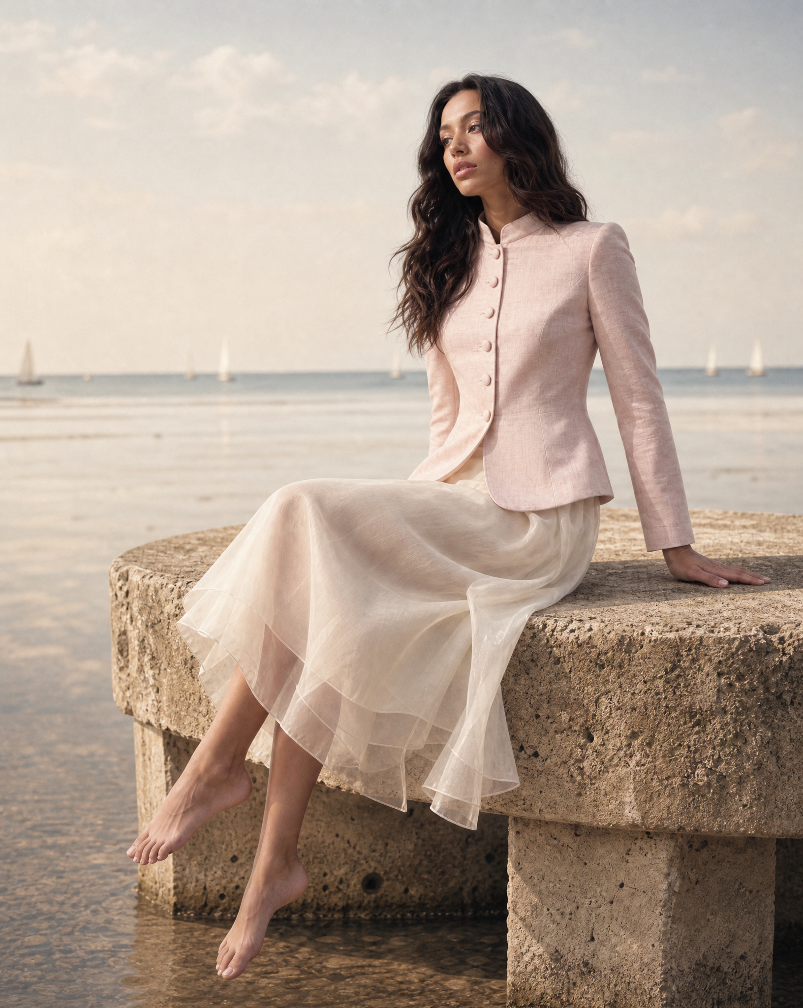 Structured Linen New Look Jacket in Blush Pink
