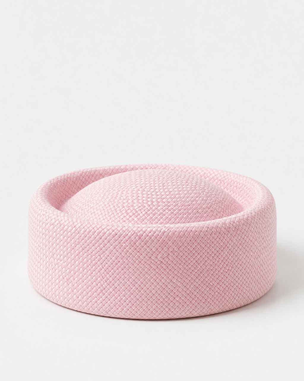 Straw Pillbox Hat in Pink Cherry Blossom