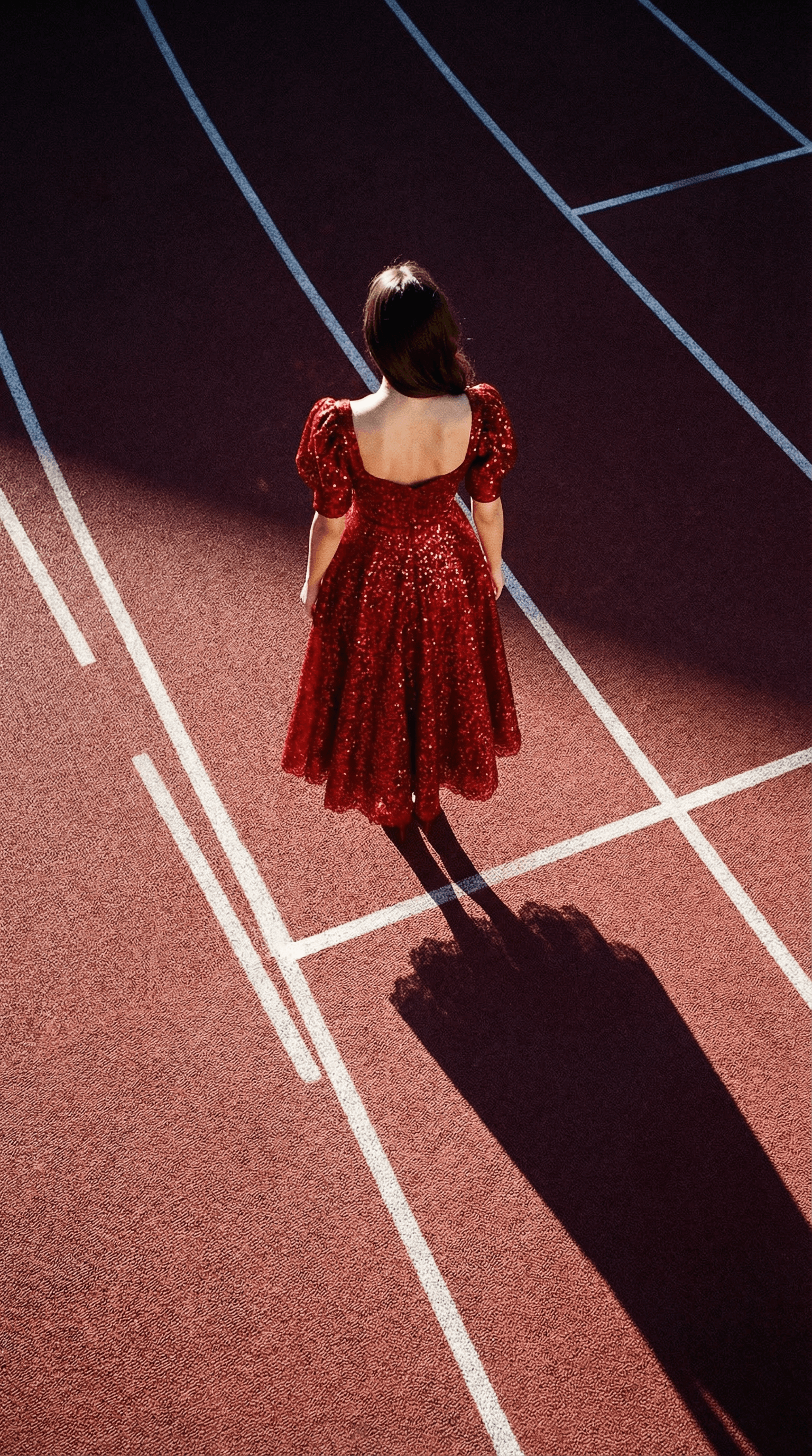 Sequin Milkmaid Dress with Sweetheart Neckline & Puffed Sleeves - Red