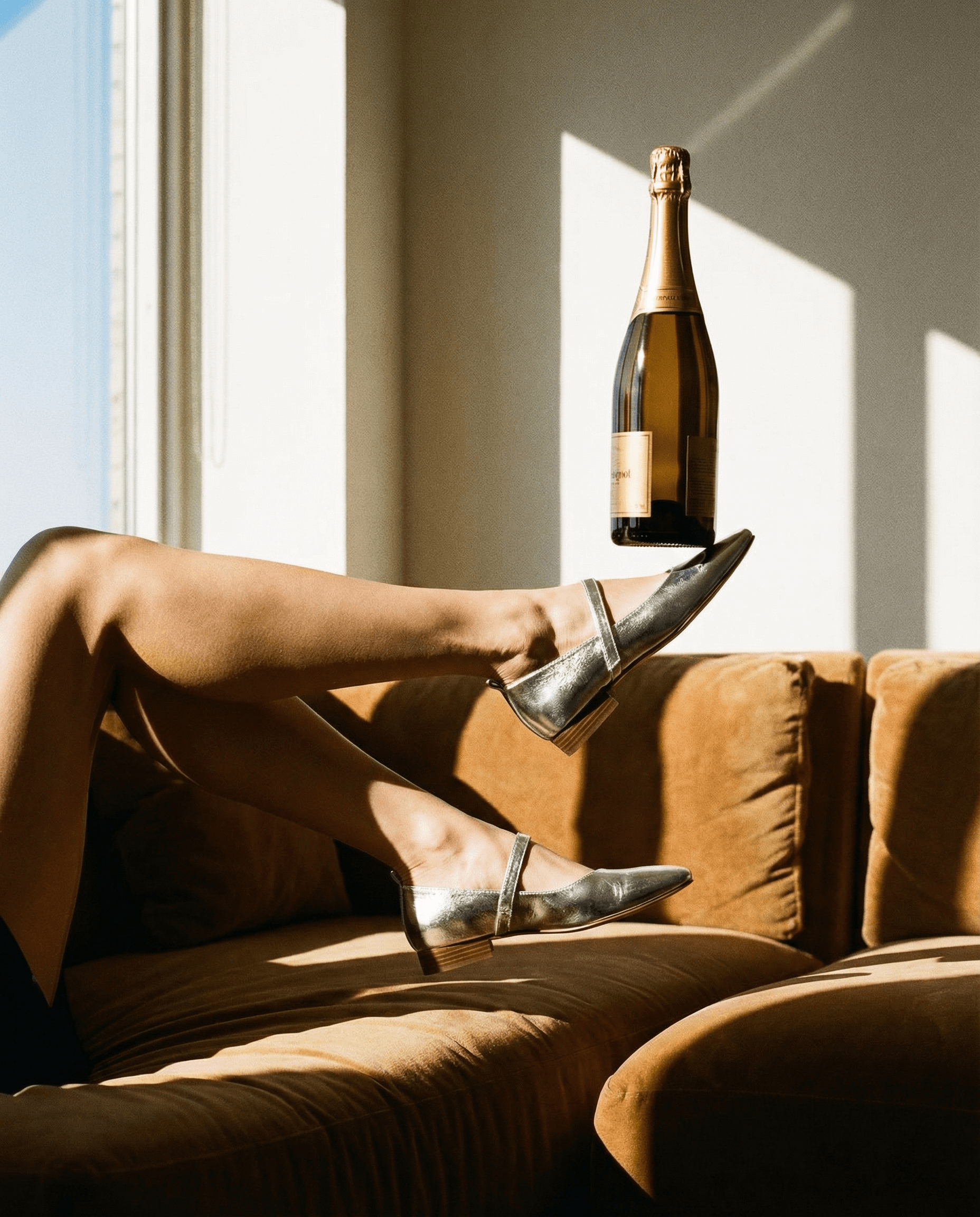 Metallic Leather Mary Janes Flats