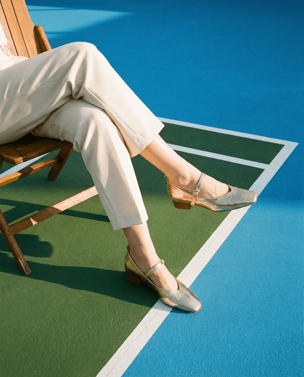 Metallic Leather Mary Janes Flats