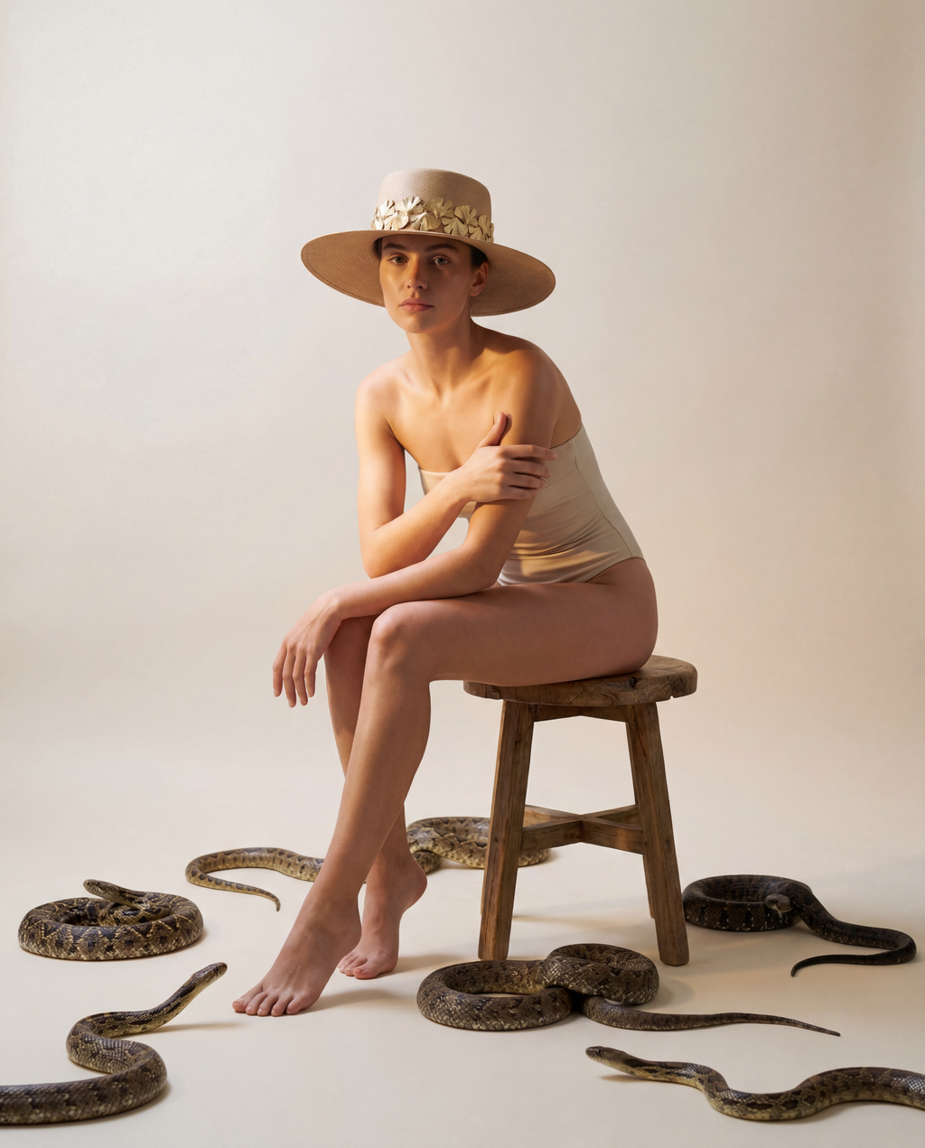 Straw Canotier with Gingko Charms