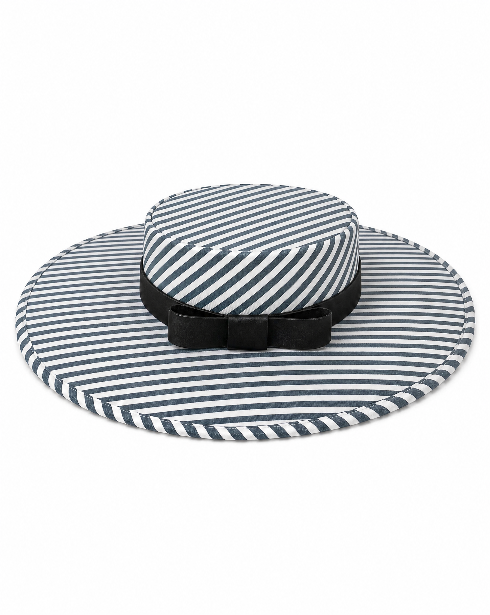Riviera Linen Boater Hat with Silk Satin Bow