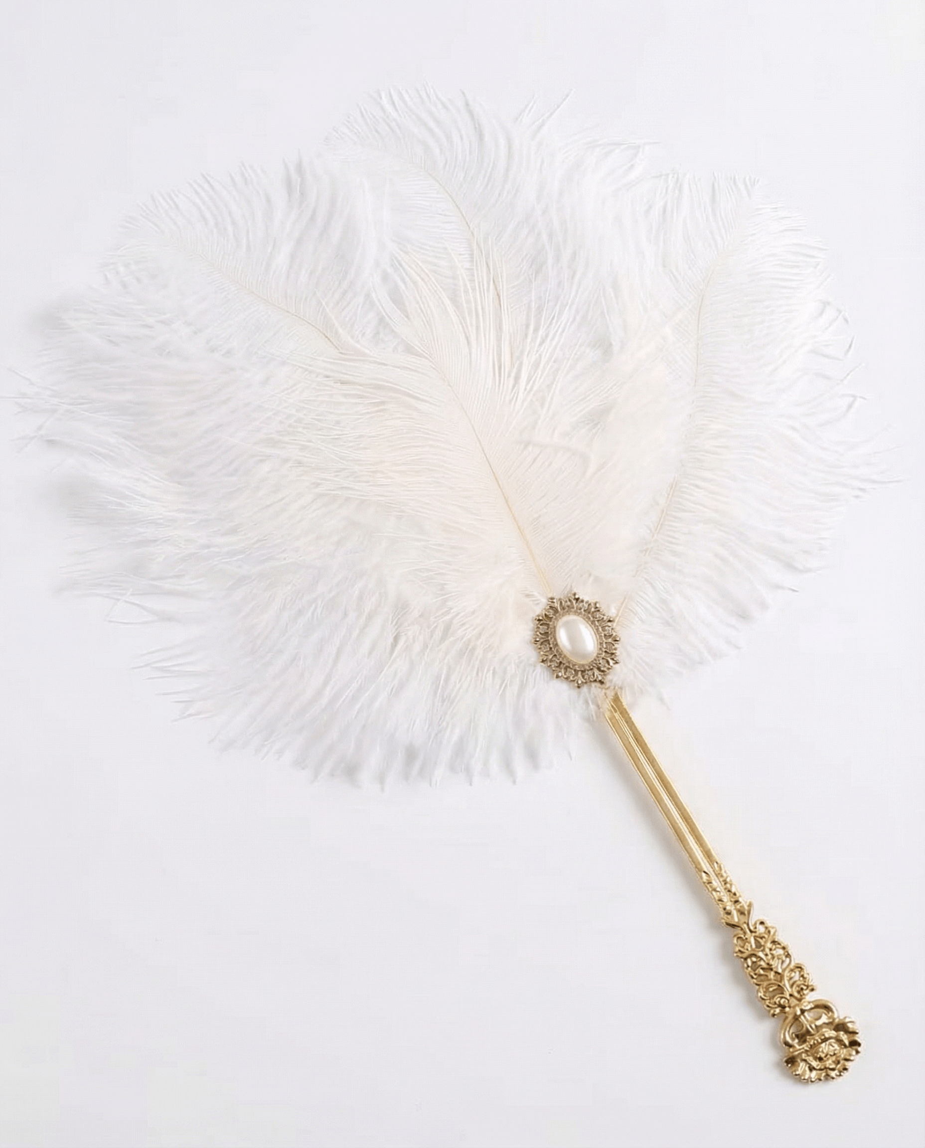 Vintage Inspired Ostrich Feather Hand Fan