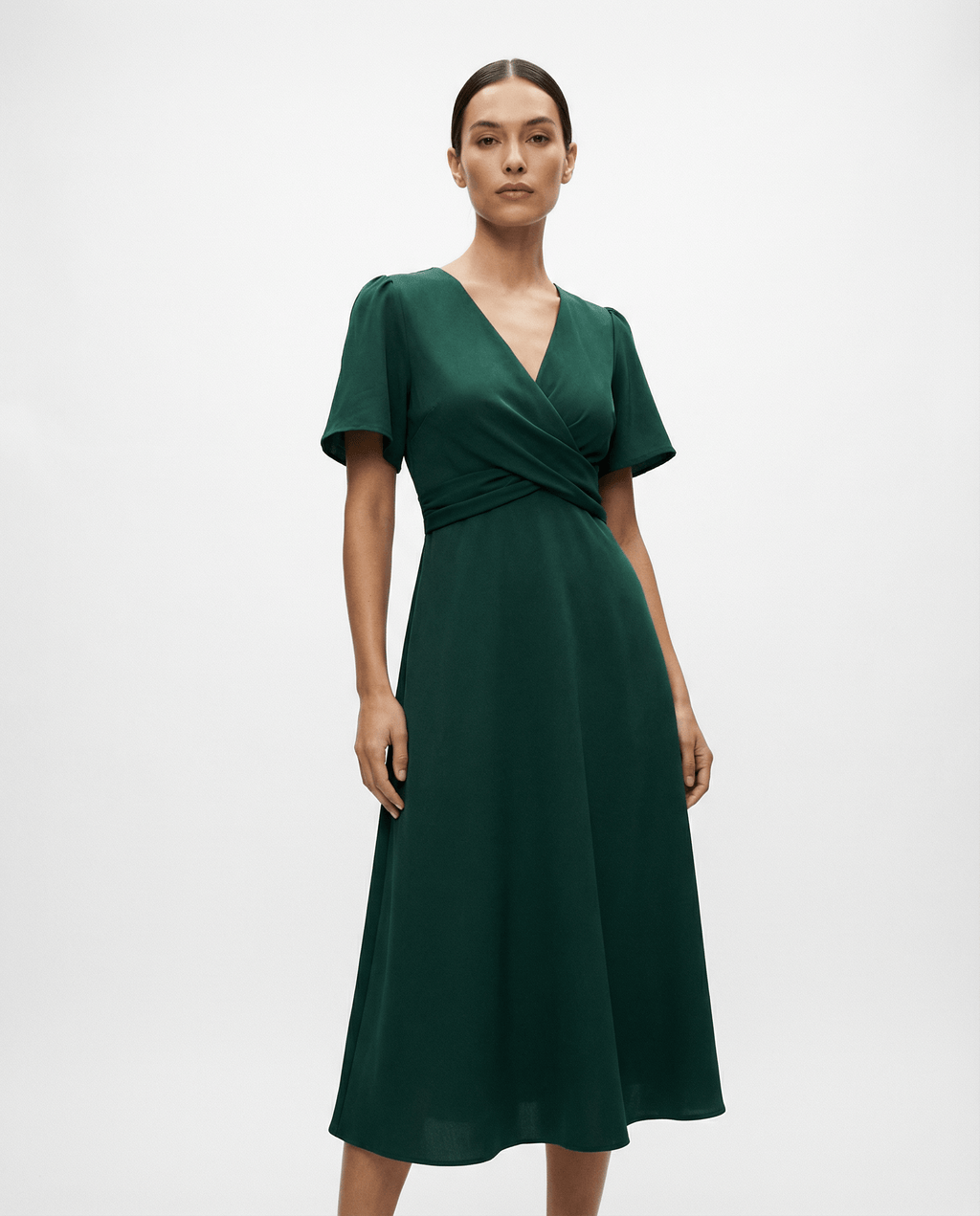 V-Neck Wrap Midaxi Day Dress