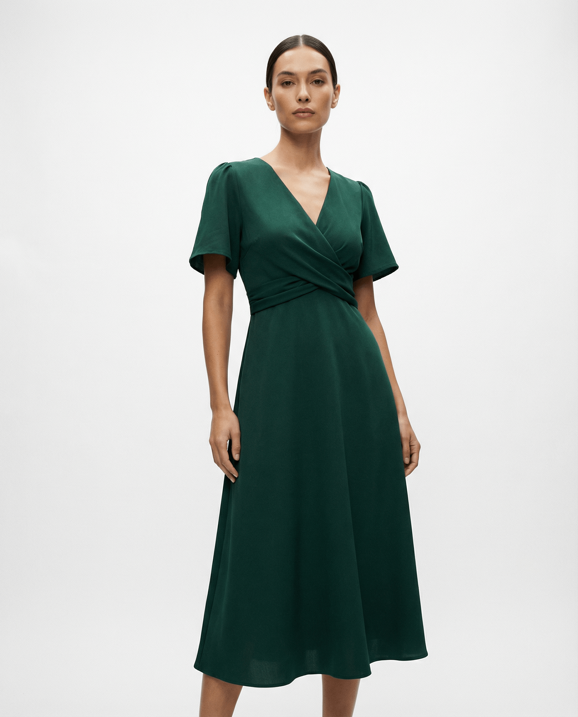 V-Neck Wrap Midaxi Day Dress