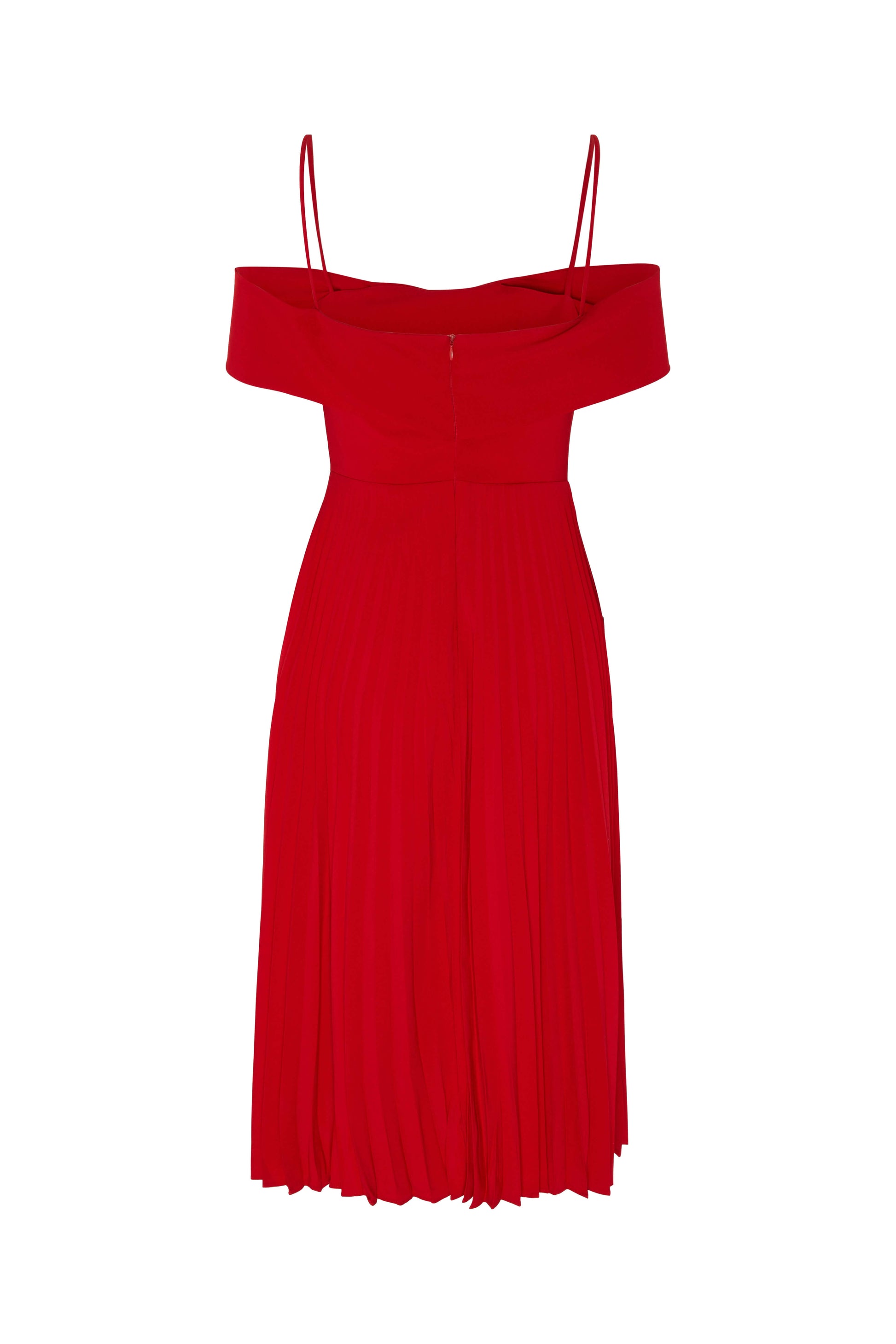 Red Cami Pleated Midi Dress
