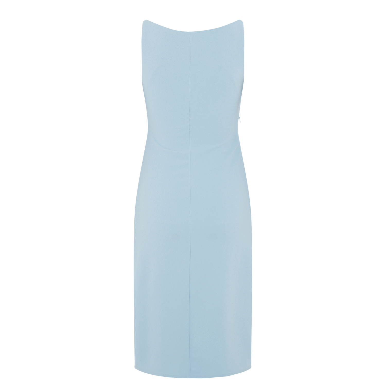Blue Dress With Ruched Waist Boat Neck