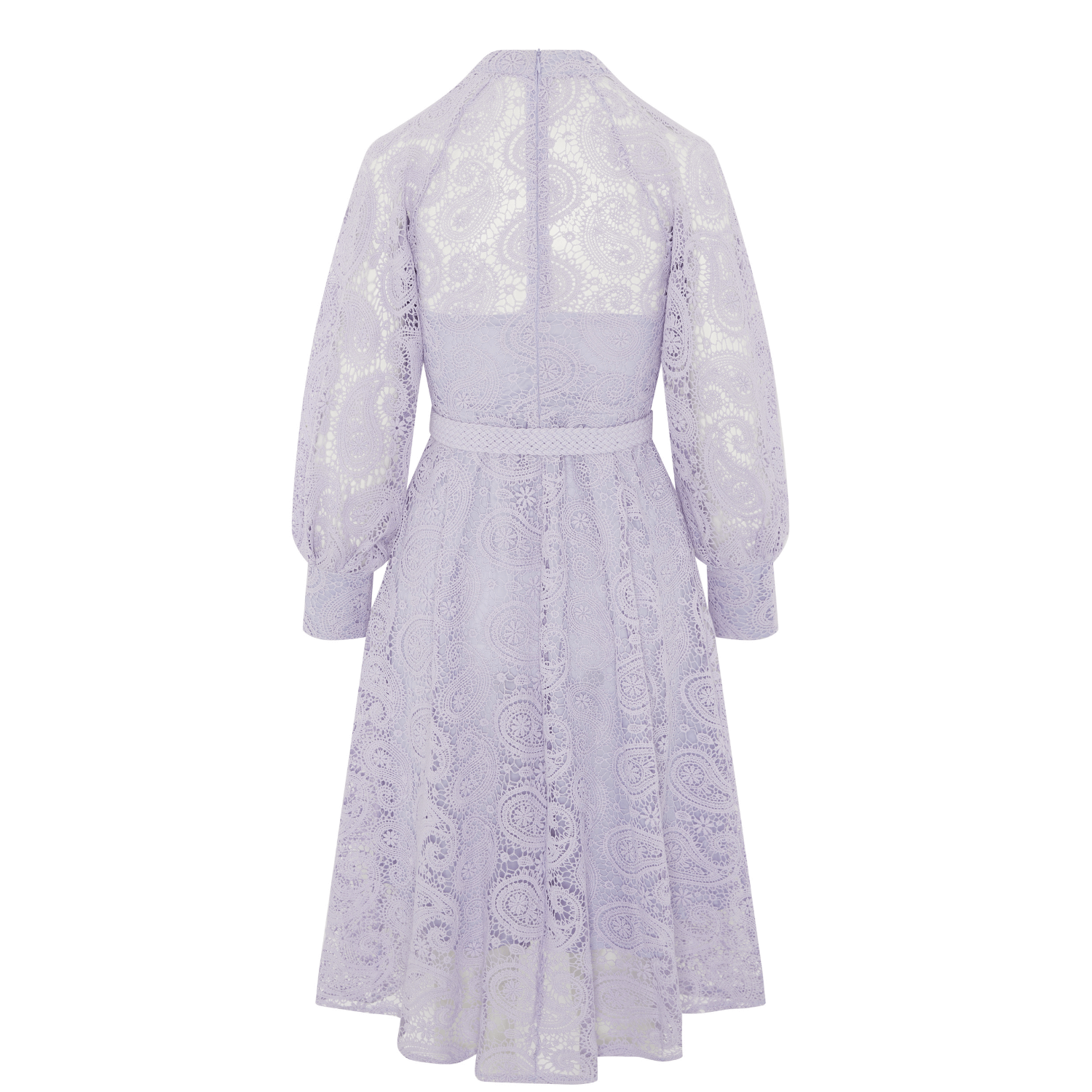Crochet Midi With Long Ruched Sleeves and Belt Purple