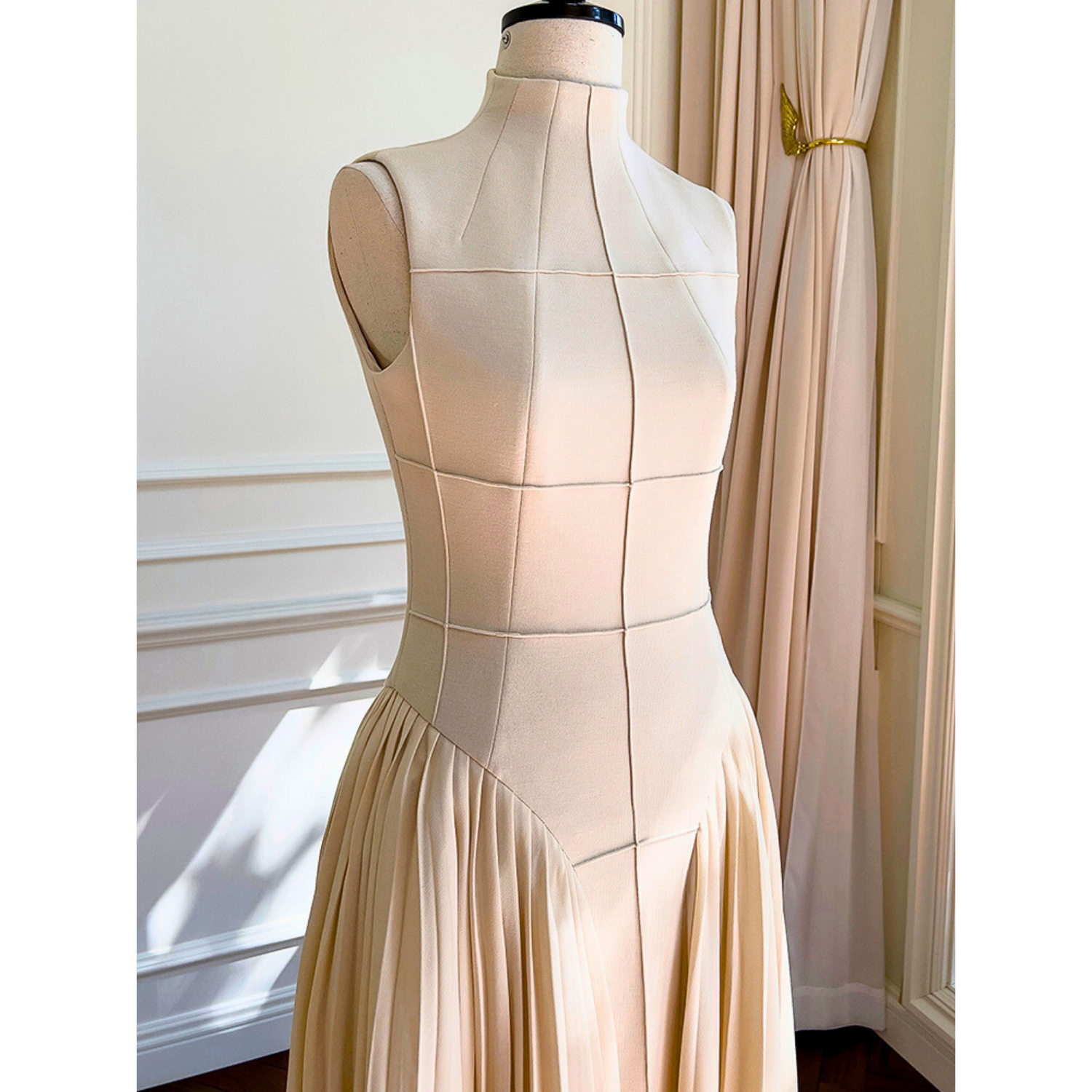 Crew Neck Sleeveless Midi With a Pleated Skirt