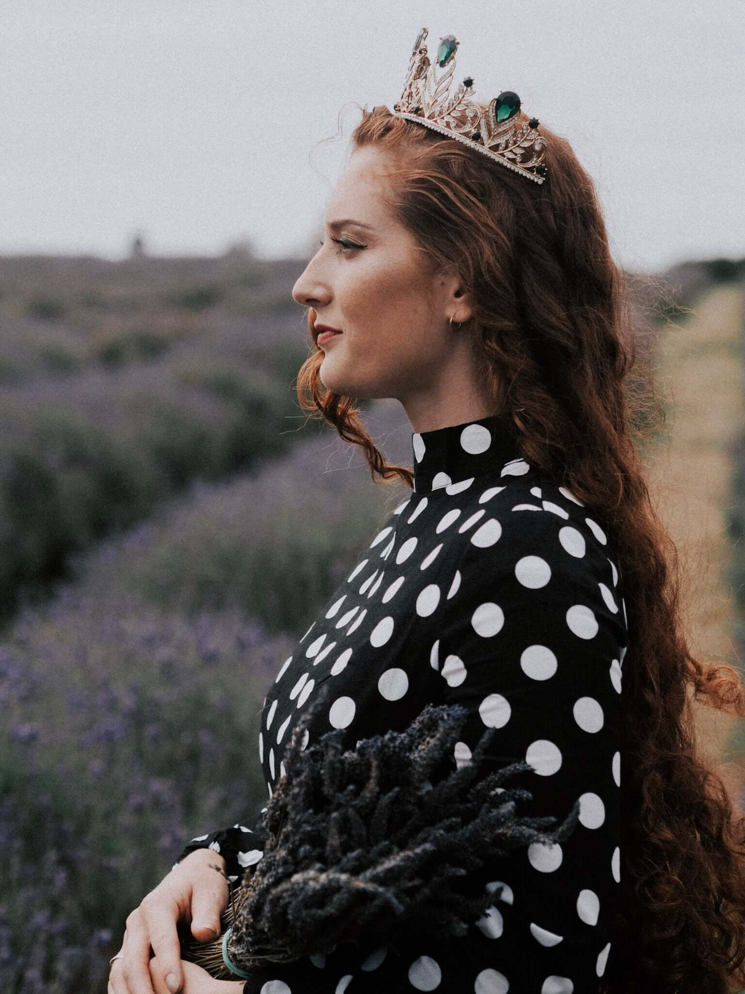 Black and White Polka Dot Maxi with Long Sleeves - Monique Cotton Dress
