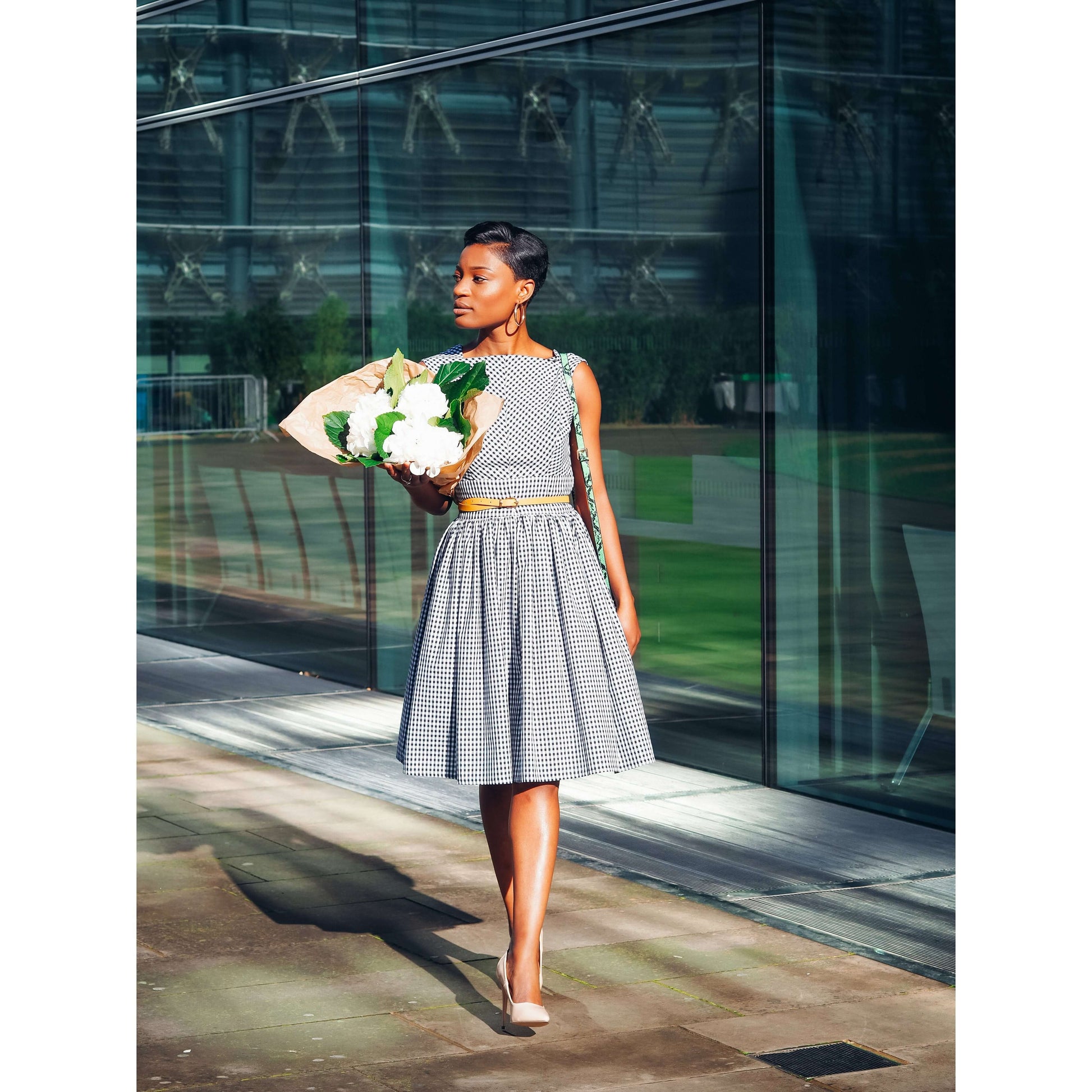 Low Back Pinafore Dress with Pockets - Sophia