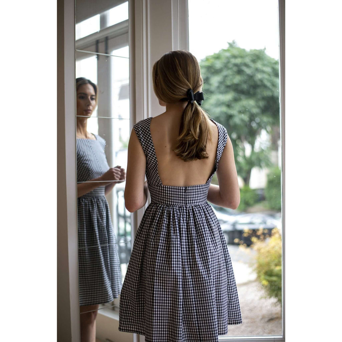 Low Back Pinafore Dress with Pockets - Sophia