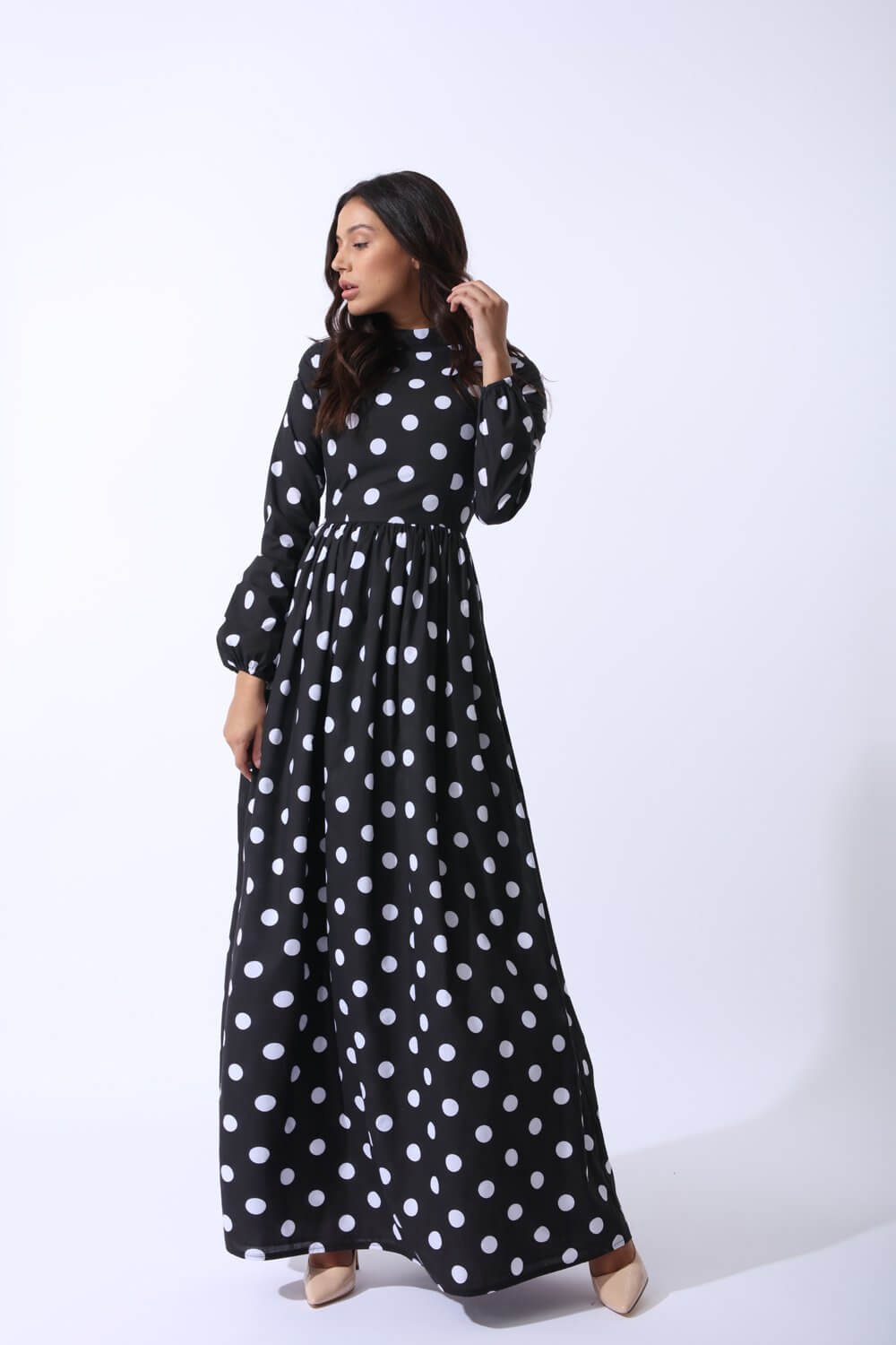 Black and White Poka Dot Maxi and Belt - Value Set